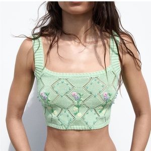 Zara Mint Green Knit Crop Top